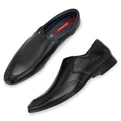 Men Premium Leather Black Slip-On Formal Shoes (Ramky-21)