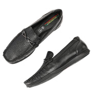 Men Premium Leather Black Slip On Loafer (V-Class-41-Black)