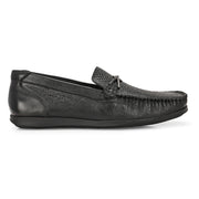 Men Premium Leather Black Slip On Loafer (V-Class-41-Black)