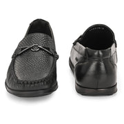 Men Premium Leather Black Slip On Loafer (V-Class-41-Black)