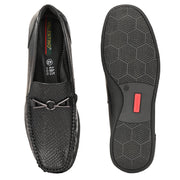 Men Premium Leather Black Slip On Loafer (V-Class-41-Black)