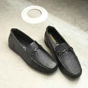 Men Premium Leather Black Slip On Loafer (V-Class-41-Black)