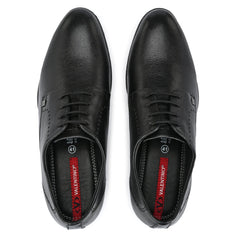 Men Premium Leather Black Lace-Up Formal Derby Shoes (Flight-55)