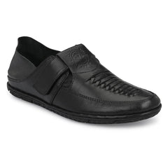 Men Premium Leather Black Slip-On Formal Shoes (Rome-35)