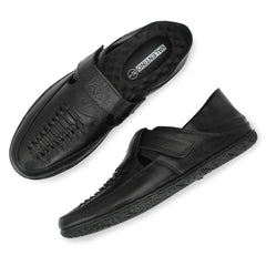 Men Premium Leather Black Slip-On Formal Shoes (Rome-35)