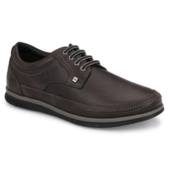 Men Premium Leather Grey Casual Derby Shoes (Danial-51-Grey)