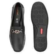 Men Premium Leather Black Slip On Loafer (V-Class-11-Black)