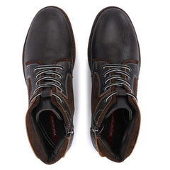 Men Premium Leather Grey Side Zipper & Lace-Up Boot (World-81)