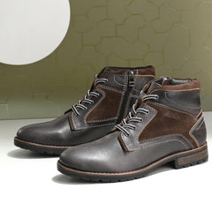 WORLD-81 GREY MEN LEATHER ZIP BOOT