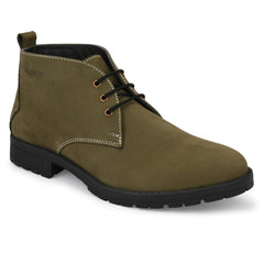 Men Premium Leather Olive Chukka Boot (World-83)