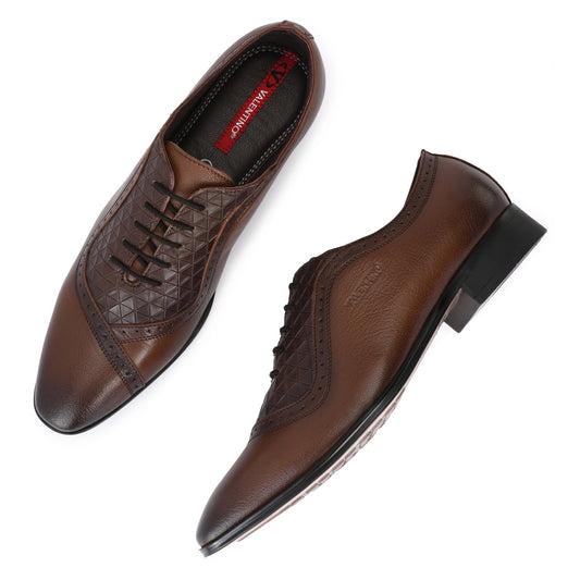 Men Premium Leather Brown Lace-Up Formal Derby Shoes (V-Paris-60)