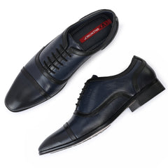 Men Premium Leather Navy Blue Lace-Up Formal Derby Shoes (V-Paris-70)