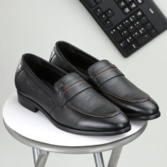 FLIGHT-01 MEN LEATHER BLACK CASUAL SLIP ON