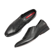 Men Premium Leather Black Slip-On Formal Shoes (V-Roman-05-Black)