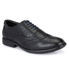 Men Premium Leather Black Lace-Up Formal Derby Shoes (Exicom-70)