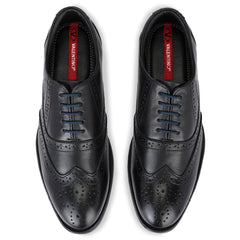 Men Premium Leather Black Lace-Up Formal Derby Shoes (Exicom-70)