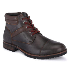 Men Premium Leather Grey Side Zipper & Lace-Up Boot (World-80)