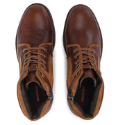Men Premium Leather Tan Side Zipper & Lace-Up Boot (Global-81-Tan)