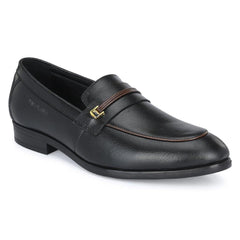 Men Premium Leather Black Slip-On Formal Shoes (Flight-06)