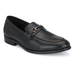 Men Premium Leather Black Slip-On Formal Shoes (Flight-10)