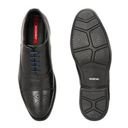 Men Premium Leather Black Lace-Up Formal Derby Shoes (Cosmo-65-Black)