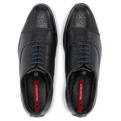 Men Premium Leather Black Lace-Up Formal Derby Shoes (Exicom-65)