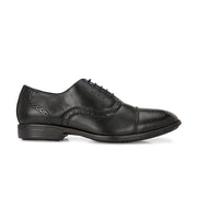 Men Premium Leather Black Lace-Up Formal Derby Shoes (Cosmo-65-Black)