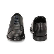 Men Premium Leather Black Lace-Up Formal Derby Shoes (Cosmo-65-Black)