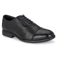 Men Premium Leather Black Lace-Up Formal Derby Shoes (Exicom-65)