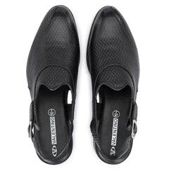 Men Premium Leather Black Ethnic Sandal (Flight-31)