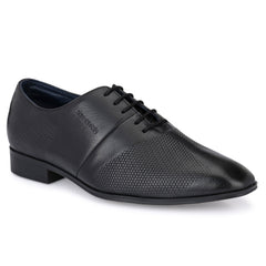 Men Premium Leather Black Lace-Up Formal Derby Shoes (V-Paris-55)