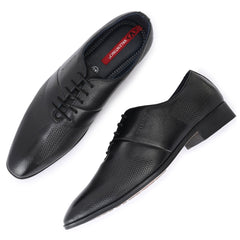 Men Premium Leather Black Lace-Up Formal Derby Shoes (V-Paris-55)