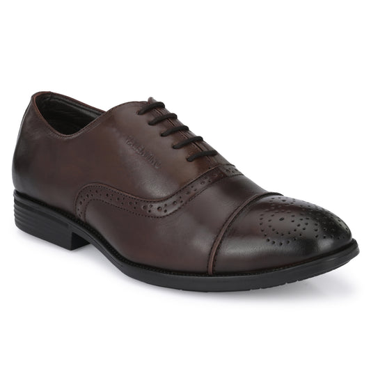 Men Premium Leather Brown Lace-Up Formal Derby Shoes (Exicom-65)