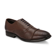 Men Premium Leather Brown Lace-Up Formal Derby Shoes (Cosmo-65-Brown)