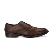 Men Premium Leather Brown Lace-Up Formal Derby Shoes (Cosmo-65-Brown)