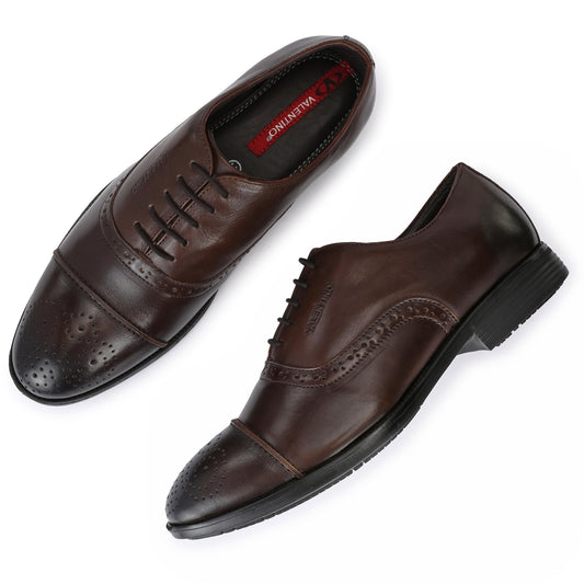 Men Premium Leather Brown Lace-Up Formal Derby Shoes (Exicom-65)