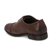 Men Premium Leather Brown Lace-Up Formal Derby Shoes (Cosmo-65-Brown)