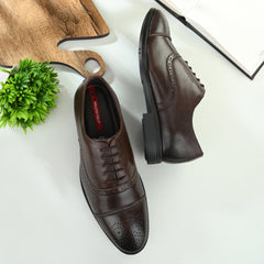 Men Premium Leather Brown Lace-Up Formal Derby Shoes (Exicom-65)