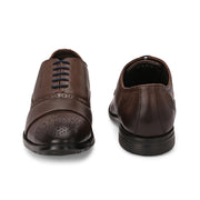Men Premium Leather Brown Lace-Up Formal Derby Shoes (Cosmo-65-Brown)