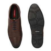Men Premium Leather Brown Lace-Up Formal Derby Shoes (Cosmo-65-Brown)
