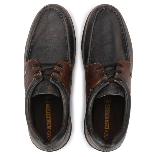 Men Premium Leather Casual Derby Shoes (Danial-55-Grey/Brown)