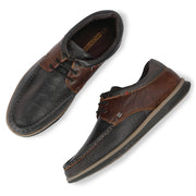 Men Premium Leather Casual Derby Shoes (Fascinate-55-Grey/Brown)