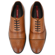Men Premium Leather Tan Lace-Up Formal Derby Shoes (Cosmo-65-Tan)