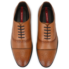 Men Premium Leather Tan Lace-Up Formal Derby Shoes (Exicom-65)