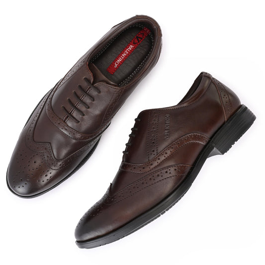 Men Premium Leather Brown Lace-Up Formal Derby Shoes (Exicom-70)