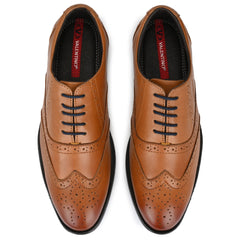 Men Premium Leather Tan Lace-Up Formal Derby Shoes (Exicom-70)