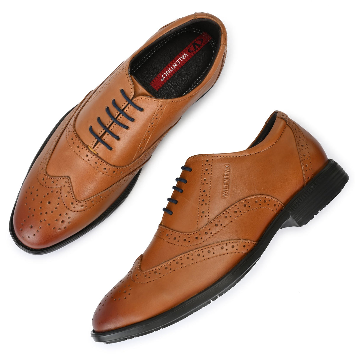 Men Premium Leather Tan Lace-Up Formal Derby Shoes (Exicom-70)