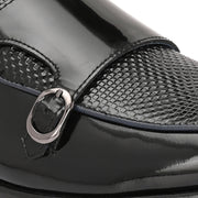 Men Premium Leather Black Monk Strap Partywear Shoes (Update-76-Black)