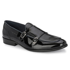 FACT-76 BLACK MEN LEATHER MONK STRAP PARTYWEAR SHOES