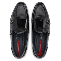 Men Premium Leather Black Monk Strap Partywear Shoes (Fact-76)